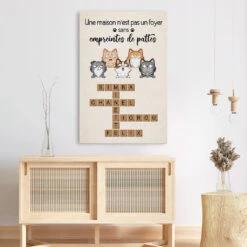 Une Maison N'est Pas Un Foyer Sans Empreintes De Pattes Avec Mots Croisés - Toile Avec Chat Personnalisé -Cadeau Plus 3334CFR3 une maison nest pas un foyer sans empreintes de pattes avec mots croises toile avec chat personnalise