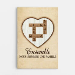 Toile Coeur - Mot Croisé Personnalisé - Nous Somme Une Famille