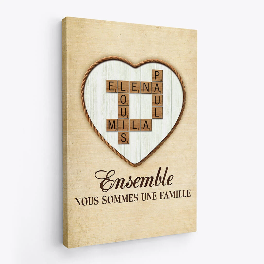 Toile Coeur - Mot Croisé Personnalisé - Nous Somme Une Famille 4 Toile Coeur - Mot Croisé Personnalisé - Nous Somme Une Famille – Image 2