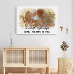 Ensemble Nous Formons Une Famille Version Couleurs D'Aquarelle Avec Photo - Toile Famille Personnalisée -Cadeau Plus 3371CFR3 ensemble nous formons une famille version couleurs daquarelle avec photo toile famille personnalisee