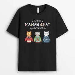 Cette Maman Appartient Aux Chats Portant Les Pulls De Noel - Tee Shirt Avec Des Chats Pour Noel