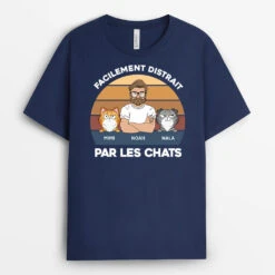 Facilement Distrait(e) Par Les Chats - Tee Shirt Personnalisé Chat