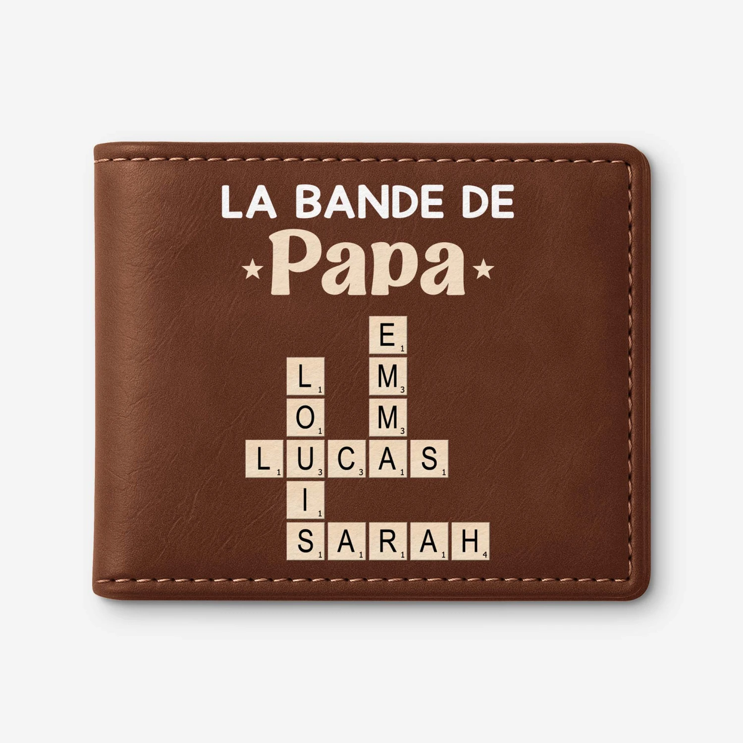 Portefeuille En Cuir Personnalisé Homme - La Bande À Papa - Mots-Croisés 3 Portefeuille En Cuir Personnalisé Homme - La Bande À Papa - Mots-Croisés