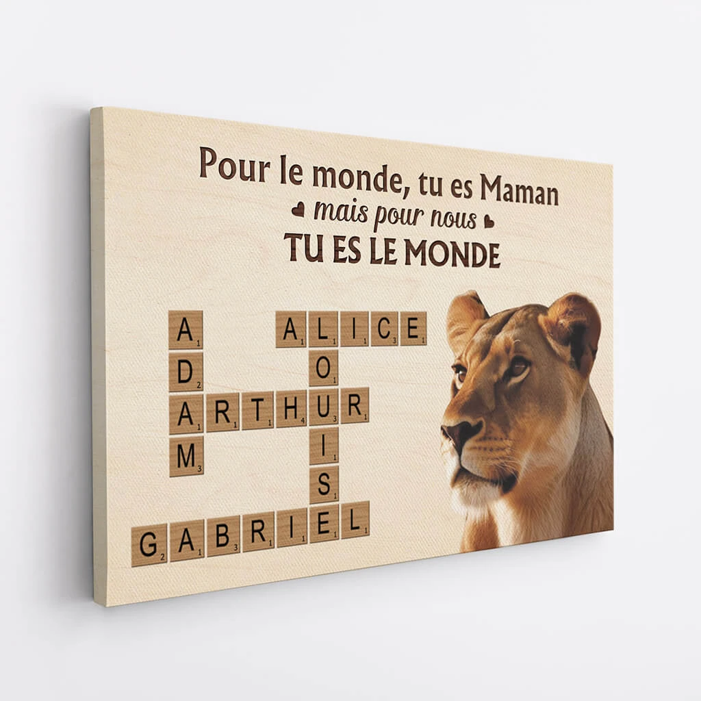 Tu Es Le Monde Version Mots Croisés Et Papa Lion - Toile Personnalisée Papa 4 Tu Es Le Monde Version Mots Croisés Et Papa Lion - Toile Personnalisée Papa – Image 2