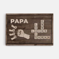 Papa Version Bosse De Poing Et Mots Croisés - Toile Personnalisée Papa