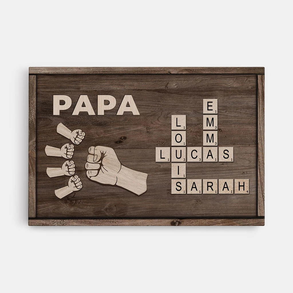 Papa Version Bosse De Poing Et Mots Croisés - Toile Personnalisée Papa 3 Papa Version Bosse De Poing Et Mots Croisés - Toile Personnalisée Papa