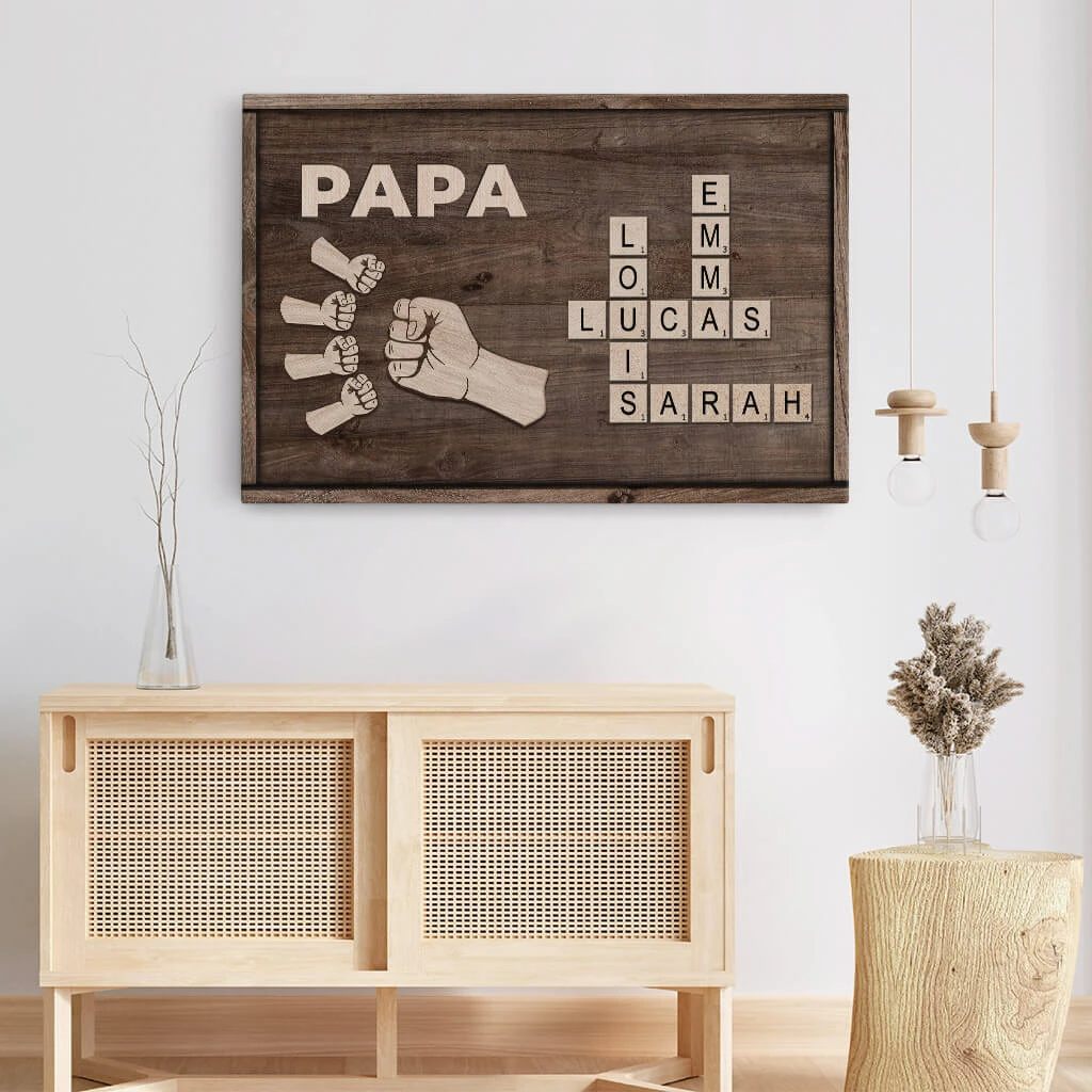 Papa Version Bosse De Poing Et Mots Croisés - Toile Personnalisée Papa 5 Papa Version Bosse De Poing Et Mots Croisés - Toile Personnalisée Papa – Image 3