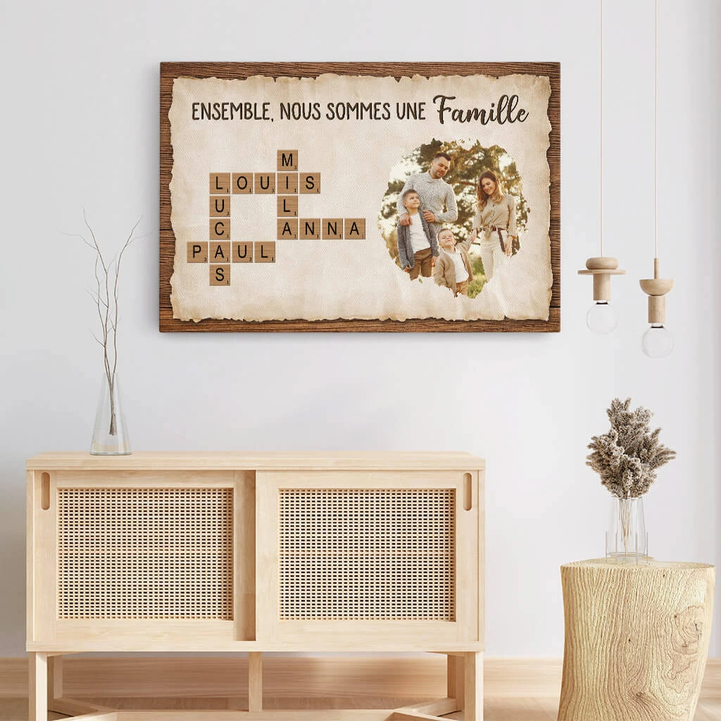 Toile Mot Croisé Personnalisé Photo - Nous Somme Une Famille 5 Toile Mot Croisé Personnalisé Photo - Nous Somme Une Famille – Image 3