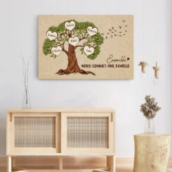 Toile Famille Personnalisée - Arbre Généalogique -Cadeau Plus 3447CFR3 ensemble nous formons une famille version larbre genealogique toile famille sur mesure