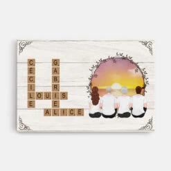 Portrait De Famille Avec Mots Croisés - Toile Personnalisée Famille