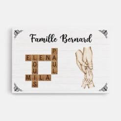 Toile Famille Avec Mains Et Mots Croisés Personnalisés