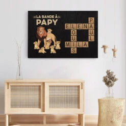 La Bande À Papa Lion Avec Mots Croisés - Toile Pour Papa Personnalisée -Cadeau Plus 3466CFR3 la bande a papa lion avec mots croises toile pour papa personnalisee
