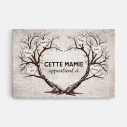 Toile Mamie Personnalisable – Arbre De Vie Cœur Dessin