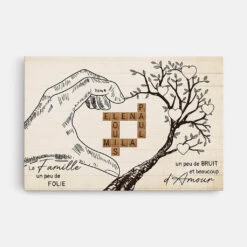 Toile Mots Croisés Personnalisé - Toile Coeur Amour Famille