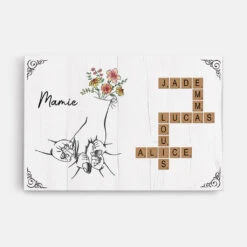 Toile Empreinte Main Famille - Mot Croisé Personnalisé