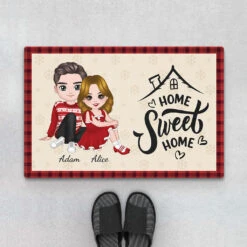 Home Sweet Home Version Noel - Tapis Personnalisé Pour Couple