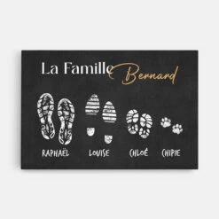 La Famille Avec Empreintes - Toile Personnalisable Pour Famille