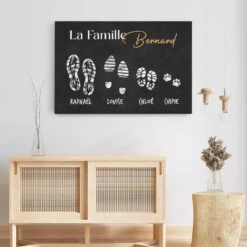 La Famille Avec Empreintes - Toile Personnalisable Pour Famille -Cadeau Plus 3521CFR3 la famille avec empreintes toile personnalisable pour famille