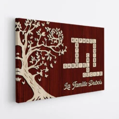 Toile Arbre De Vie Personnalisé Avec Prénoms Famille -Cadeau Plus 3522CFR2 la famille avec larbre et mots croises toile personnalisee pour famille