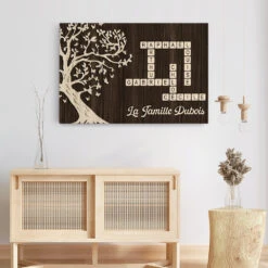 Toile Arbre De Vie Personnalisé Avec Prénoms Famille -Cadeau Plus 3522CFR3 la famille avec larbre et mots croises toile personnalisee pour famille
