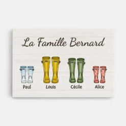 Toile Personnalisée Famille – Bottes Colorées Avec Prénoms