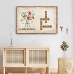 Toile Fleur - Mots Croisés Personnalisés - Le Jardin De Mamie -Cadeau Plus 3524CFR3 le jardin de mamie vintage avec mots croises toile mamie personnalisee