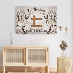 Toile Mot Croisé Famille Personnalisée – Le Bonheur Se Crée En Famille -Cadeau Plus 3549CFR3 le bonheur se cree en famille toile famille personnalisee