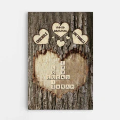 Toile Mot Croisé Avec Prénom 3D – Arbre De Famille Ensemble Nous Sommes Une Famille