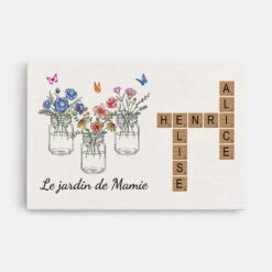 Le Jardin De Mamie Colorée Avec Mots Croisés - Toile Personnalisable Mamie