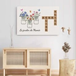 Le Jardin De Mamie Colorée Avec Mots Croisés - Toile Personnalisable Mamie -Cadeau Plus 3566CFR3 le jardin de mamie coloree avec mots croises toile personnalisable mamie