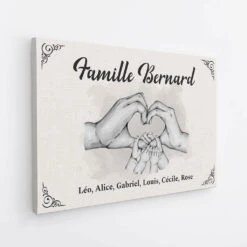 Toile Personnalisable Famille – Mains En Cœur Version Cadre -Cadeau Plus 3569CFR2 la famille version coeur avec les mains toile personnalisable famille