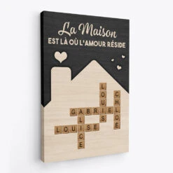 Toile Personnalisée – Là Où L’amour Réside Et La Famille Vit -Cadeau Plus 3572CFR2 la maison est la ou lamour reside toile pour famille personnalisable