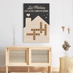 Toile Personnalisée – Là Où L’amour Réside Et La Famille Vit -Cadeau Plus 3572CFR3 la maison est la ou lamour reside toile pour famille personnalisable