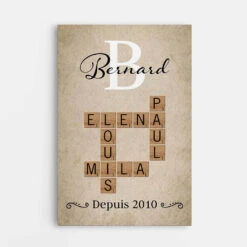 Idée Mot Croisé Personnalisé – Tableau Famille & Date Fondatrice