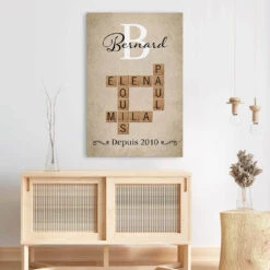Idée Mot Croisé Personnalisé – Tableau Famille & Date Fondatrice -Cadeau Plus 3584CFR3 famille depuis version mots croises avec initiales toile personnalisee famille