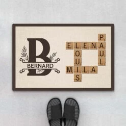 Paillasson Famille Personnalisé Avec Design Mots Fléchés