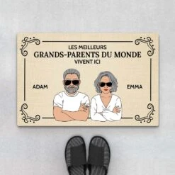 Les Meilleurs Grands-Parents Vivent Ici - Paillasson Pour Papy Et Mamie - Cadeau Grands-Parents Personnalisé