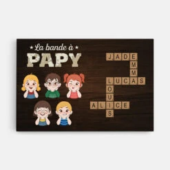 La Bande À Papy Avec Mots Croisés Version Bois - Toile Papy Personnalisée