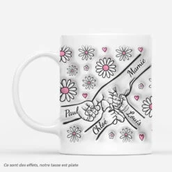 [Effet D'impression 3D] Mamie Tenant Les Mains Avec Fleurs Roses - Mug Mamie Personnalisé