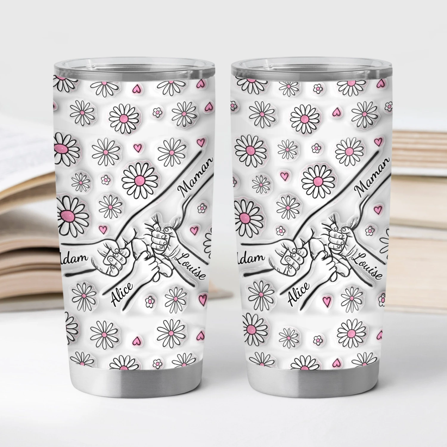 Mug Isotherme 590ml Personnalisé - Mamie - Fleurs Roses Effet 3D 4 Mug Isotherme 590ml Personnalisé - Mamie - Fleurs Roses Effet 3D – Image 2