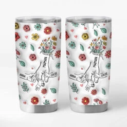 [Effet D'Impression 3D] Mug Isotherme 590ml Personnalisé - Mamie - Fleur Sauvage