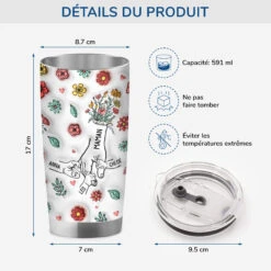 [Effet D'Impression 3D] Mug Isotherme 590ml Personnalisé - Mamie - Fleur Sauvage -Cadeau Plus 3606TFR3 effet dimpression 3d mug isotherme 590ml personnalise mamie fleur sauvage 3606T9M5A