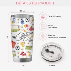 [Effet D'Impression 3D] Mug Isotherme 590ml Personnalisé Papa Footballeur -Cadeau Plus 3608TFR3 effet dimpression 3d mug isotherme 590ml personnalise papa footballeur 3608t5i5b