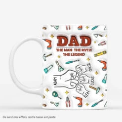 [Effet D'impression 3D] Papa Légende Avec Bosses De Poing Version Accessoires - Mug Papa Personnalisé