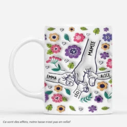 [Effet D'impression 3D] Tasse Personnalisée Fete Des Meres - Mug Pour Mamie Maman - Jolies Fleurs 3D