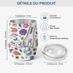 [Effet D'Impression 3D] Mug Isotherme 355ml Personnalisé - Mamie - Jolies Fleurs -Cadeau Plus 3644TFR3 effet dimpression 3d verre a vin personnalise avec couvercle mamie jolies fleurs 3644T8H5A