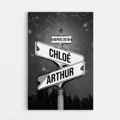 Toile Version Panneau De Rue Vintage Avec Étoiles - Tableau Couple Personnalisé
