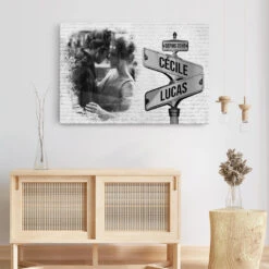 Toile Version Panneau De Rue Vintage Avec Photo - Tableau Personnalisé Pour Couple -Cadeau Plus 3675CFR3 toile version panneau de rue vintage avec photo tableau personnalis pour couple