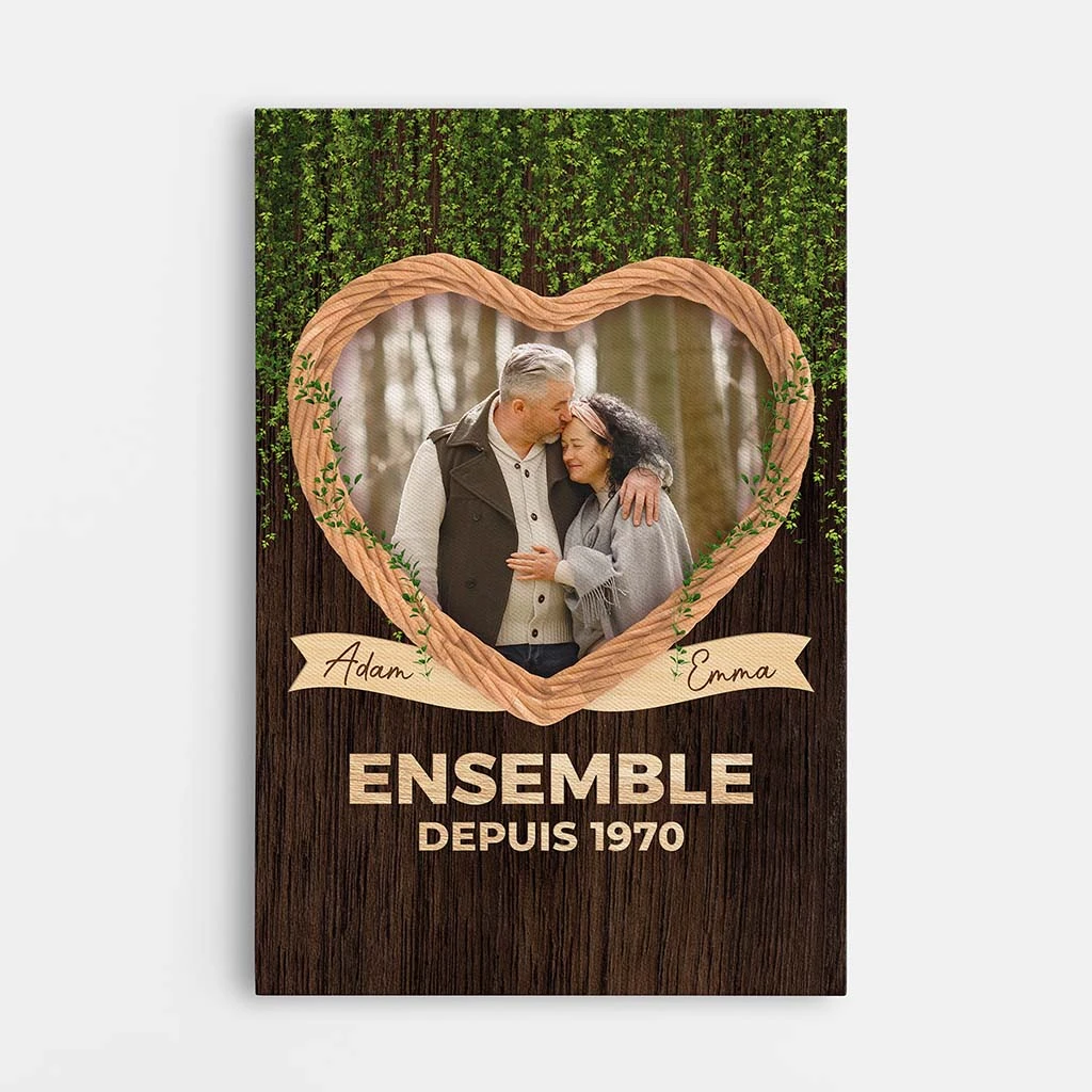 Ensemble Depuis Version Cœur En Bois Avec Photo - Toile Personnalisée Pour Couple 3 Ensemble Depuis Version Cœur En Bois Avec Photo - Toile Personnalisée Pour Couple