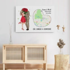 Où L'Amour A Commencé Avec Des Roses - Tableau Pour Couple Personnalisable -Cadeau Plus 3686CFR3 ou lamour a commence avec des roses tableau pour couple personnalisable